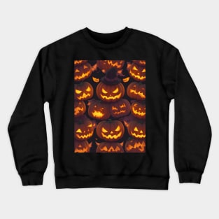 Halloween Spooky Orange Pumpkin Pattern Crewneck Sweatshirt